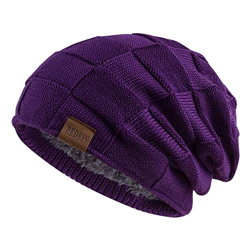 REDESS Beanie Mütze für Herren und Damen Winter Warme Mützen Stricken Slouchy Thick Skull Cap von REDESS