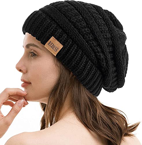 REDESS Slouchy Beanie Mütze für Herren und Damen Winter Warm Chunky Soft Oversized Zopfstrickmütze von REDESS