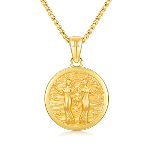 REDSUN Halskette mit Sternzeichen Zwilling 925 Sterling Silber 12 Konstellationen Sternzeichen Stern Halskette Gold Tierkreiszeichen Anhänger Astrologie Horoskop Schmuck Geschenke Für Männer Frauen von REDSUN