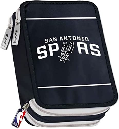 NBA San Antonio Spurs Federmäppchen mit 3 Etagen, mit Reißverschluss, inkl. Glitzerstift + Lesezeichen, mehrfarbig von regalidea