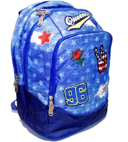 Schulrucksack Dream Bag Skin Over Modell Queen USA Rosa Blau Sterne + Kopfhörer + gratis Glitzer Stift + Lesezeichen, mehrfarbig von regalidea