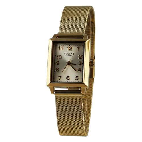 REGENT Damen Armbanduhr Analog Metallarmband Gold UR2211527 Analoguhr von REGENT