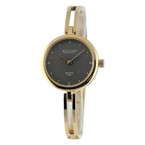 REGENT Damen Armbanduhr Analog Metallarmband Gold UR2214001 Analoguhr von REGENT