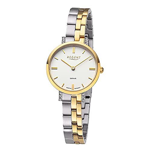 REGENT Damen Uhr GM-2121 Metallband Armbanduhr Metallarmband Analog Bicolor URGM2121 Analoguhr von REGENT