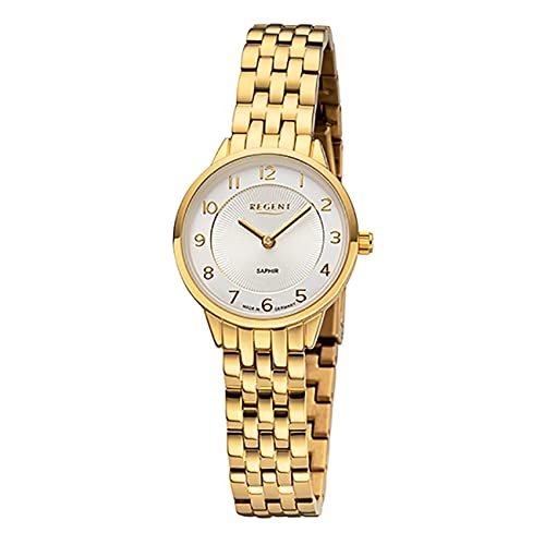 REGENT Damen Uhr GM-2129 Metallband Armbanduhr Metallarmband Analog Gold URGM2129 Analoguhr von REGENT