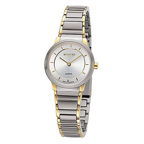 REGENT Damen Uhr GM-2131 Metallband Armbanduhr Metallarmband Analog Bicolor URGM2131 Analoguhr von REGENT