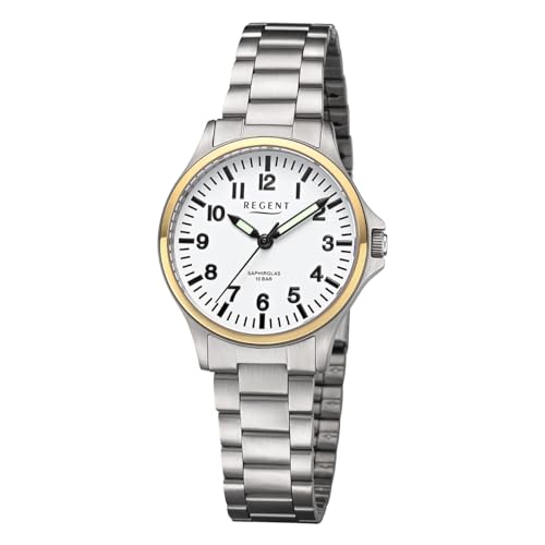 REGENT Damenuhr Unisex Titan mit Gliederarmband Analog 10 ATM Saphirglas 3287.91.99 von REGENT