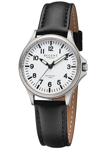 REGENT Damenuhr Unisex Titan mit Lederarmband Analog 10 ATM Saphirglas 3287.90.19 von REGENT