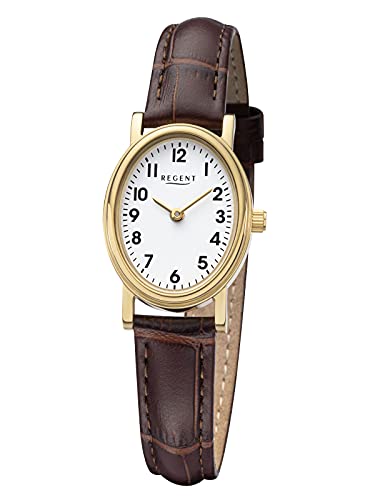 Regent Damen Analog Quarz Uhr mit Leder Armband 12100772 von REGENT