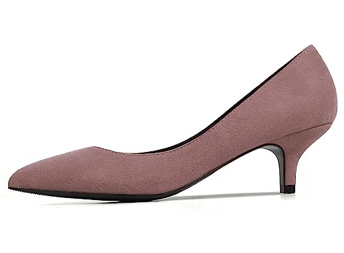 Damen Klassische Spitzen-Toe Mid Heels Pumps für Hochzeit Arbeit Büro Pump Schuhe Rosa 41 EU von REKALFO