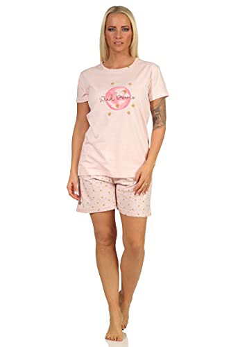 Damen Shorty Pyjama, Kurzarm Schlafanzug in verspieltem Design 'Wind Dreams' - 66252, Farbe:rosa, Größe:40-42 von RELAX by Normann