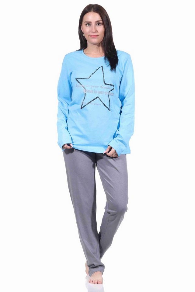 RELAX by Normann Pyjama Damen Pyjama langarm Schlafanzug in Sterne Optik - 212 10 901 von RELAX by Normann