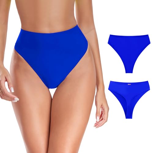 RELLECIGA Bikinihose für Damen, hohe Taille, hoher Schnitt, Königsblau, Groß von RELLECIGA