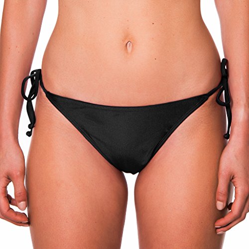 RELLECIGA Damen Bademode Bikinihose Tanga-Unterteil mit Schnürchen Schwarz XL von RELLECIGA