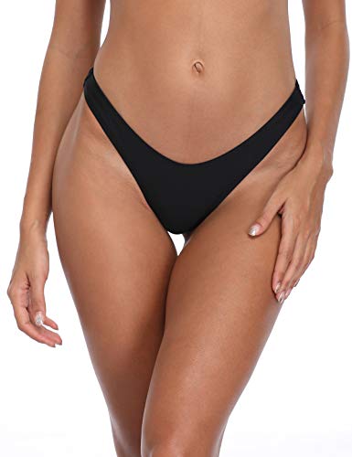 RELLECIGA Damen high Cut Thong Bikini Bottom Medium Schwarz von RELLECIGA