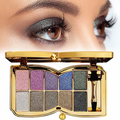 10 Colors Sparkle Shimmer Eyeshadow Palette, Gold Eyeshadow Shimmer Makeup Palette, Highly Pigmented Long Lasting Makeup Set, Eye Shadow Palette Makeup von RENTANAC