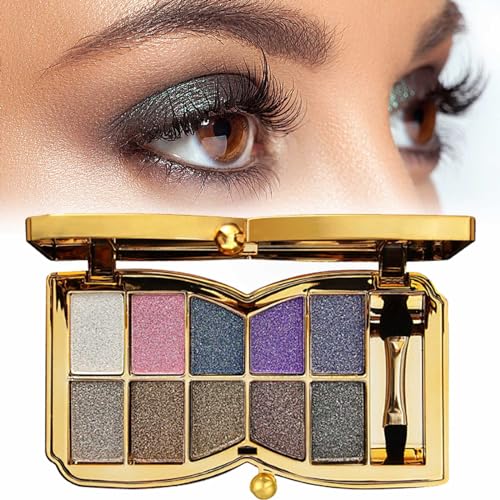 10 Colors Sparkle Shimmer Eyeshadow Palette, Gold Eyeshadow Shimmer Makeup Palette, Highly Pigmented Long Lasting Makeup Set, Eye Shadow Palette Makeup von RENTANAC