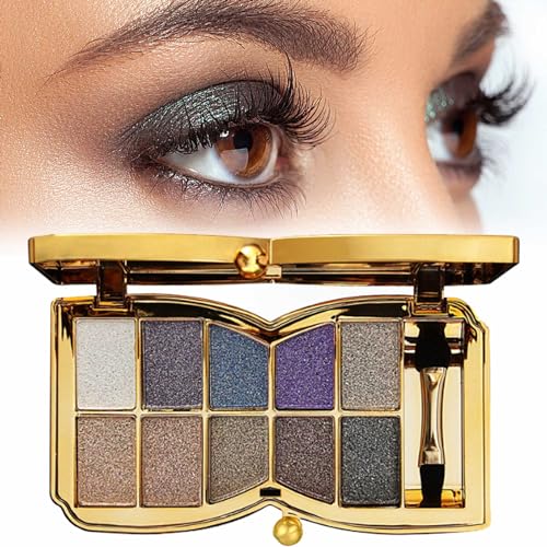 10 Colors Sparkle Shimmer Eyeshadow Palette, Gold Eyeshadow Shimmer Makeup Palette, Highly Pigmented Long Lasting Makeup Set, Eye Shadow Palette Makeup von RENTANAC