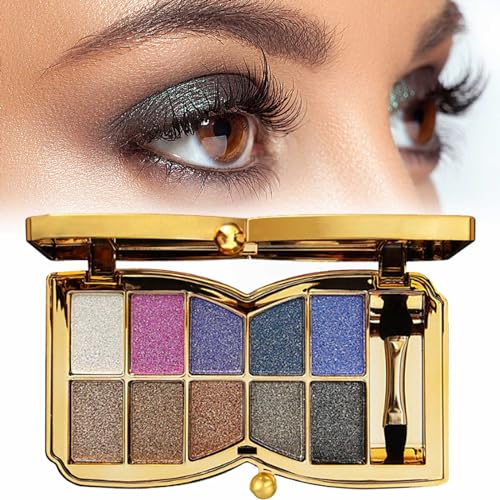 10 Colors Sparkle Shimmer Eyeshadow Palette, Gold Eyeshadow Shimmer Makeup Palette, Highly Pigmented Long Lasting Makeup Set, Eye Shadow Palette Makeup von RENTANAC