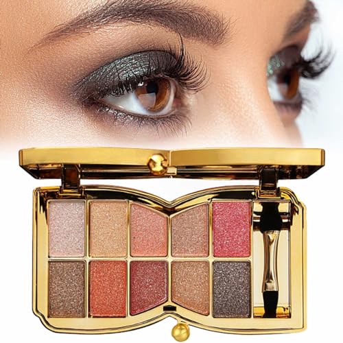 10 Colors Sparkle Shimmer Eyeshadow Palette, Gold Eyeshadow Shimmer Makeup Palette, Highly Pigmented Long Lasting Makeup Set, Eye Shadow Palette Makeup von RENTANAC