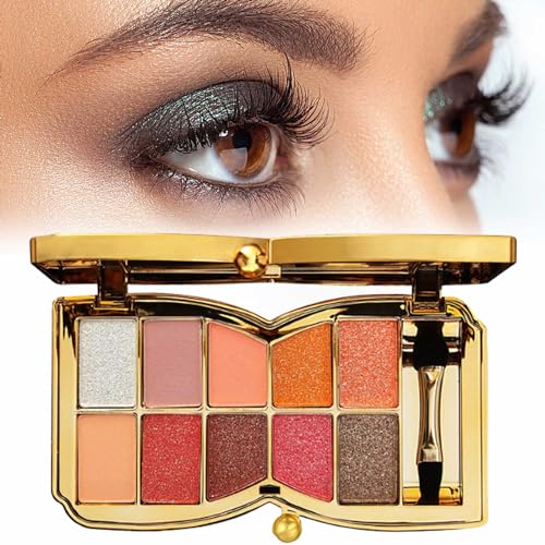 10 Colors Sparkle Shimmer Eyeshadow Palette, Gold Eyeshadow Shimmer Makeup Palette, Highly Pigmented Long Lasting Makeup Set, Eye Shadow Palette Makeup von RENTANAC