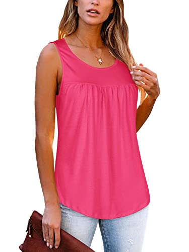 REORIA Damen Ärmellose Vest aktive und lässige Tops mit leichte Rüschen Rosa XXL von REORIA