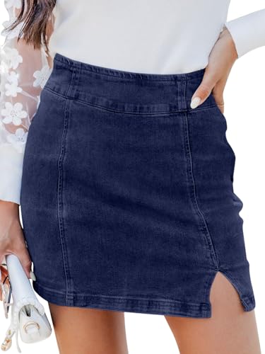 REORIA Damen Baumwolle Jeansrock Figurbetonter Minirock Tennisrock Schultanz Kurzer Rock Cheerleader Kostüm Dunkelblau S REORIA Damen Baumwolle Jeansrock Figurbetonter Minirock Tennisrock Schultanz Kurzer Rock Cheerleader Kostüm Dunkelblau S von REORIA