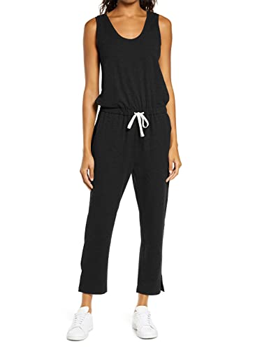 REORIA Damen langarm Rundhalsausschnitt Jumpsuit Overall breiten Hose Playsuit Romper Schwarz M von REORIA