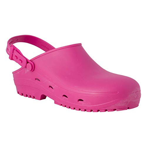 REPOSA MAX Clogs, Hygieneclogs, latexfrei, bequem, leicht, geschlossenes Obermaterial, anatomische Sohle, SRC-Sohle, Farbe Pink, Größe 36 von REPOSA