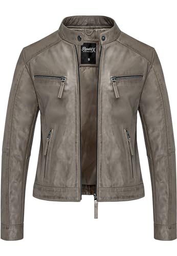 REPUBLIX Damen Echtleder Jacke Biker Zipper Lederjacke RJ-8008 Grau XXL REPUBLIX Damen Echtleder Jacke Biker Zipper Lederjacke RJ-8008 Grau XXL von REPUBLIX