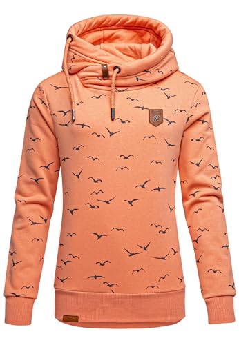 REPUBLIX Damen Print Kapuzenpullover Sweatjacke Pullover Hoodie Sweatshirt RD-018 Corall XXL von REPUBLIX