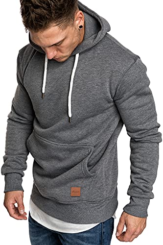 REPUBLIX Herren Basic Kapuzenpullover Sweatjacke Pullover Hoodie Sweatshirt R-0051 Dunkelgrau XL von REPUBLIX