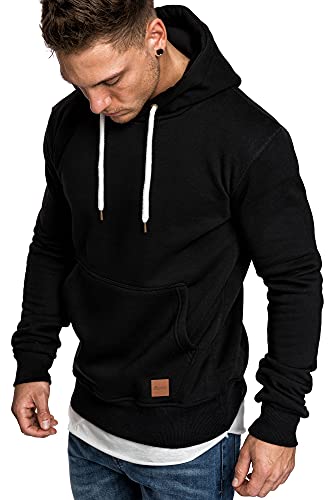 REPUBLIX Herren Basic Kapuzenpullover Sweatjacke Pullover Hoodie Sweatshirt R-0051 Schwarz XXL von REPUBLIX