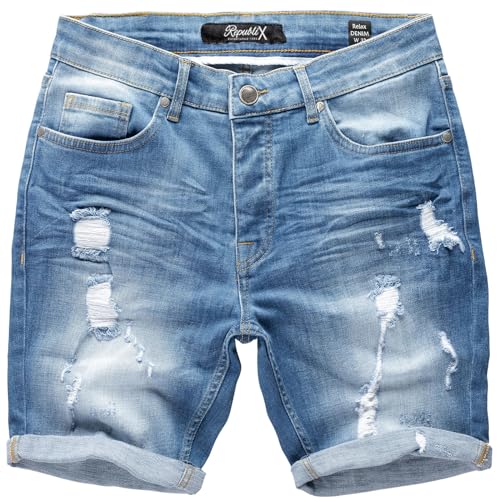 REPUBLIX Herren Jeansshorts Bermuda Männer Kurze Hose Regular Fit R7979 Hellblau W29 von REPUBLIX