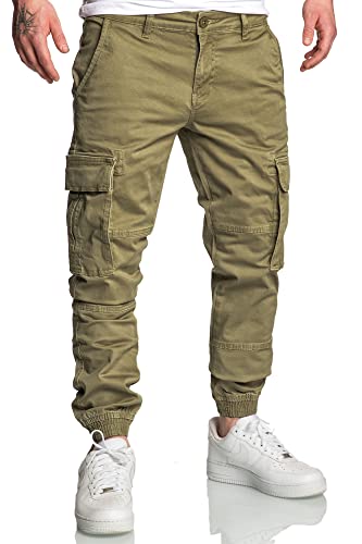 REPUBLIX Herren Jogger Cargo Chino Jeans Hose R7020 Olive W34 von REPUBLIX