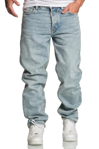 REPUBLIX Herren Loose-Fit 90s Denim Jeans Hose Straight Baggy R7025 Hellblau W31/L30 von REPUBLIX