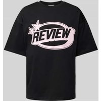 REVIEW Oversized T-Shirt mit Label-Print in Black, Größe XXL von REVIEW