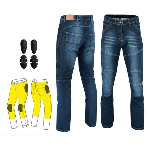 REXTEK Herren-Motorradjeans aus Denim und Aramidfaserfutter. CE-geprüfte Jeans-Hüft- und Knieprotektoren, abnehmbar. Abriebfeste Jeans (DE/NL/SE/PL, Bundweite & Schrittlänge, 30, 30, Blau) von REXTEK