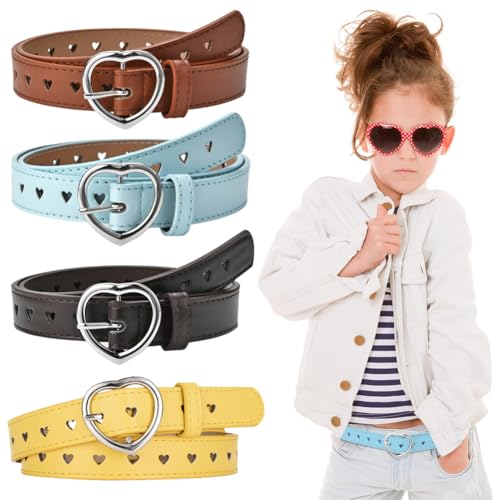 REYOK 4 Stück Herz Schnalle Taillengürtel Mädchen,Kinder PU Ledergürtel,Mädchen Verstellbare mit Metal Buckle for Kids Dress Pants Jeans REYOK 4 Stück Herz Schnalle Taillengürtel Mädchen,Kinder PU Ledergürtel,Mädchen Verstellbare mit Metal Buckle for Kids Dress Pants Jeans von REYOK