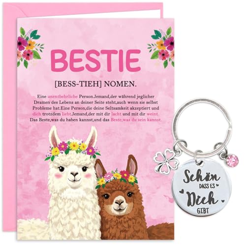 RFBEUTEL Geburtstagskarte für die Beste Freundin Schlüsselanhänger Lama Geschenke Dankeschön Karte mit Umschlag Abschiedsgeschenk Kollegin Glücksbringer RFBEUTEL Geburtstagskarte für die Beste Freundin Schlüsselanhänger Lama Geschenke Dankeschön Karte mit Umschlag Abschiedsgeschenk Kollegin Glücksbringer von RFBEUTEL