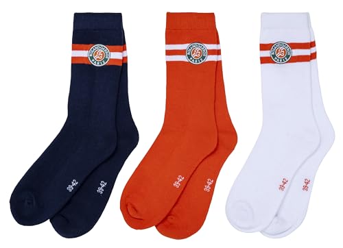 Roland Garros 3 Paar Sportsocken, offizielle Kollektion, Herrengröße, Tennis, mehrfarbig, 43-46 von RG ROLAND GARROS