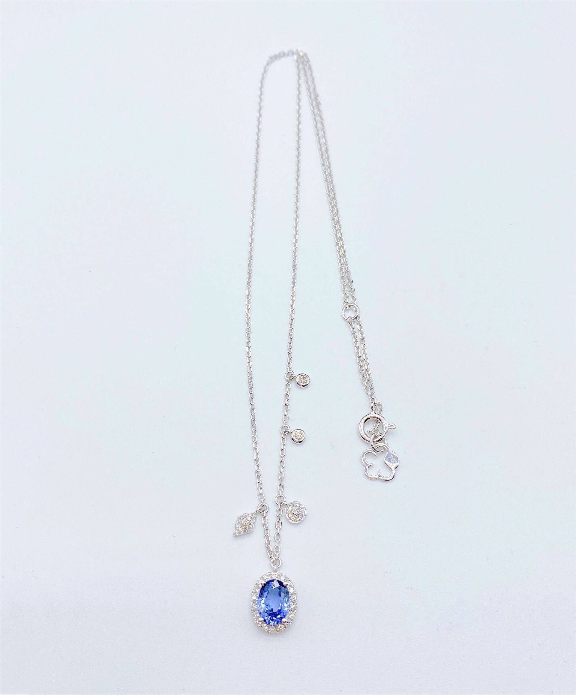 40% Off Liquidationsabwicklung Bestes Angebot Akzeptieren Nwt 4, 119 Seltene Wunderschöne 18Kt Gold Blau Saphir Diamant Anhänger Halskette von RGalleriesJewels