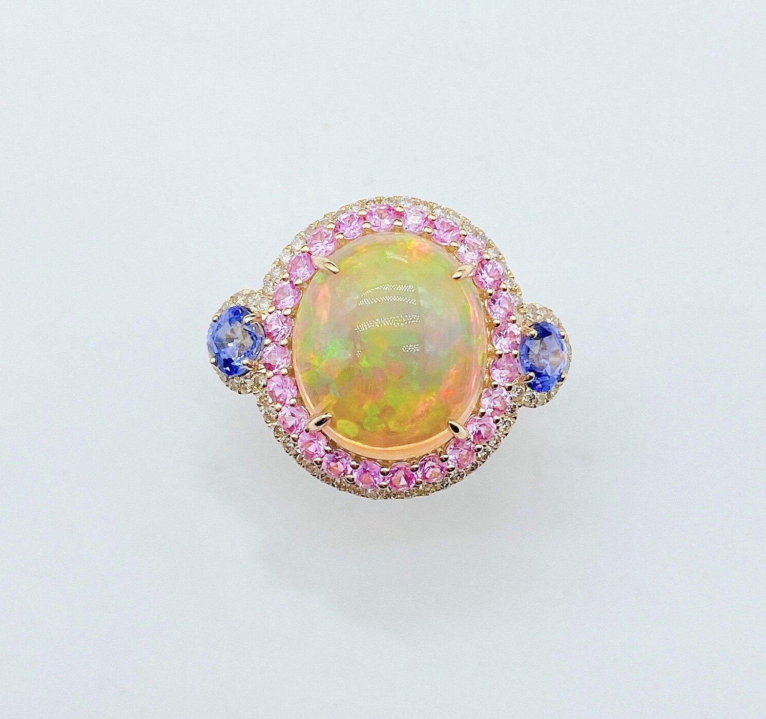 40% Off Special Liquidation Clearance Beste Angebote Akzeptieren Nwt 6, 939 Seltener 18Kt Gold Fancy Opal Pink Saphir Blau Diamant Ring von RGalleriesJewels