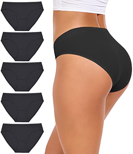 Damen Unterwäsche Atmungsaktive Mesh Bikini Höschen Bleiben Frische Damen Höschen Stretch Weiche Hipster Slips Reise Unterwäsche（R7002-Black-L） von RHYFF