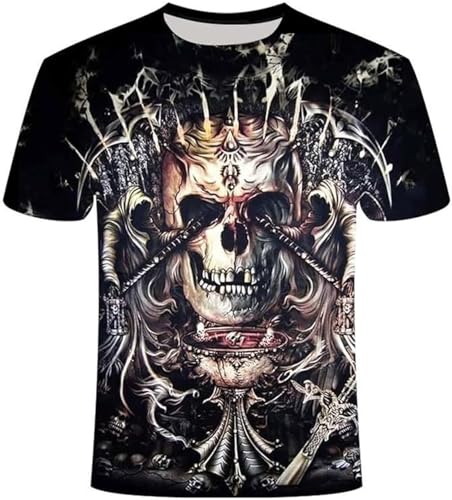 Herren T-Shirt Gothic Kurzarm Männer Sommer Freizeit T-Shirt Herren Rundhalsausschnitt Kurzarm T-Shirts S-5XL (T1,5XL) von RIAAJ