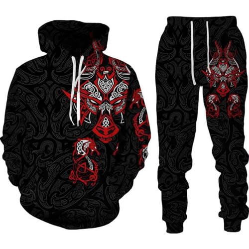 RIAAJ Männer Chinesischer Drache Hoodie 3D Gedruckt Lose Pullover Chinesischer Drache Sport Shirt Jogging Anzug Sport Set (F6,3XL) von RIAAJ