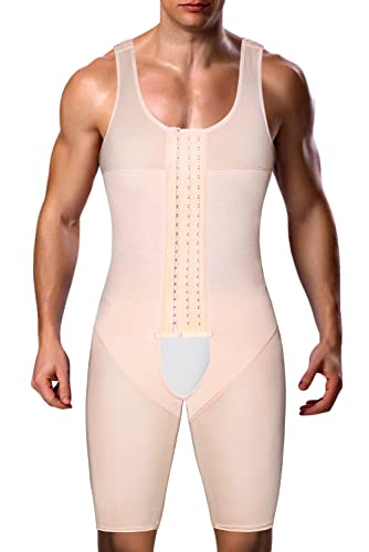 Herren Shapewear Bodysuit Ganzkörperformer Bauchkontrolle Kompression Sauna Anzug Fitness Kompression Unterarbeit, Beige 2, X-Large von RIBIKA