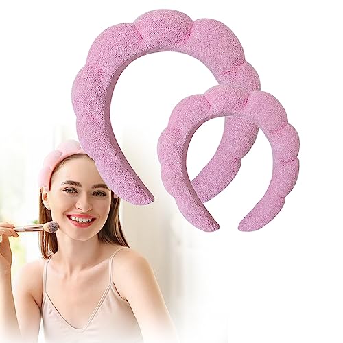 2 Stück Ponge Spa-Stirnband for Waschen des Gesichts, Frottee-Handtuch-Stirnband, Make-up-Stirnband, Hautpflege-Stirnband, bauschiges Spa-Stirnband for Entfernen von Make-up, Gesichtsmaske, Dusche (C von RIEONA