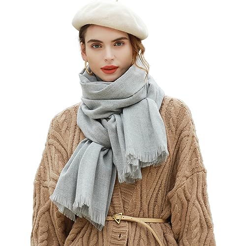 RIIQIICHY Damen Schal Winter Grau Pashmina Stola Festlich Herbst xxl schals Tücher für Abendkleider Frauen Hochzeit schultertuch von RIIQIICHY