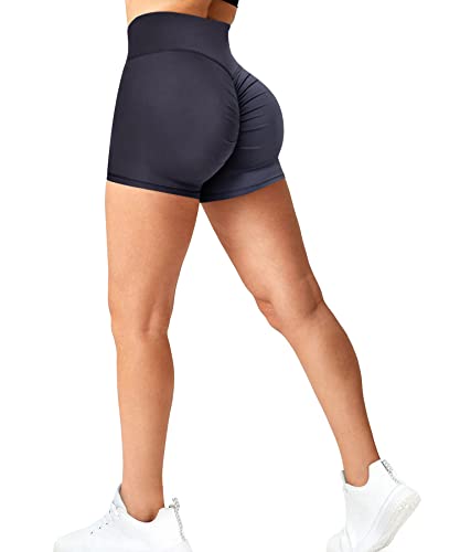 RIOJOY Damen Booty Shorts Scrunch Butt Kurze Leggings Sexy Figurformend Sportshorts Radlerhose Hotpants, Dunkelblau XL von RIOJOY